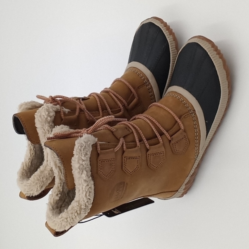 Sorel Out N About Plus Tall Waterproof Leather Lace-Up Winter Boots Camel 5M